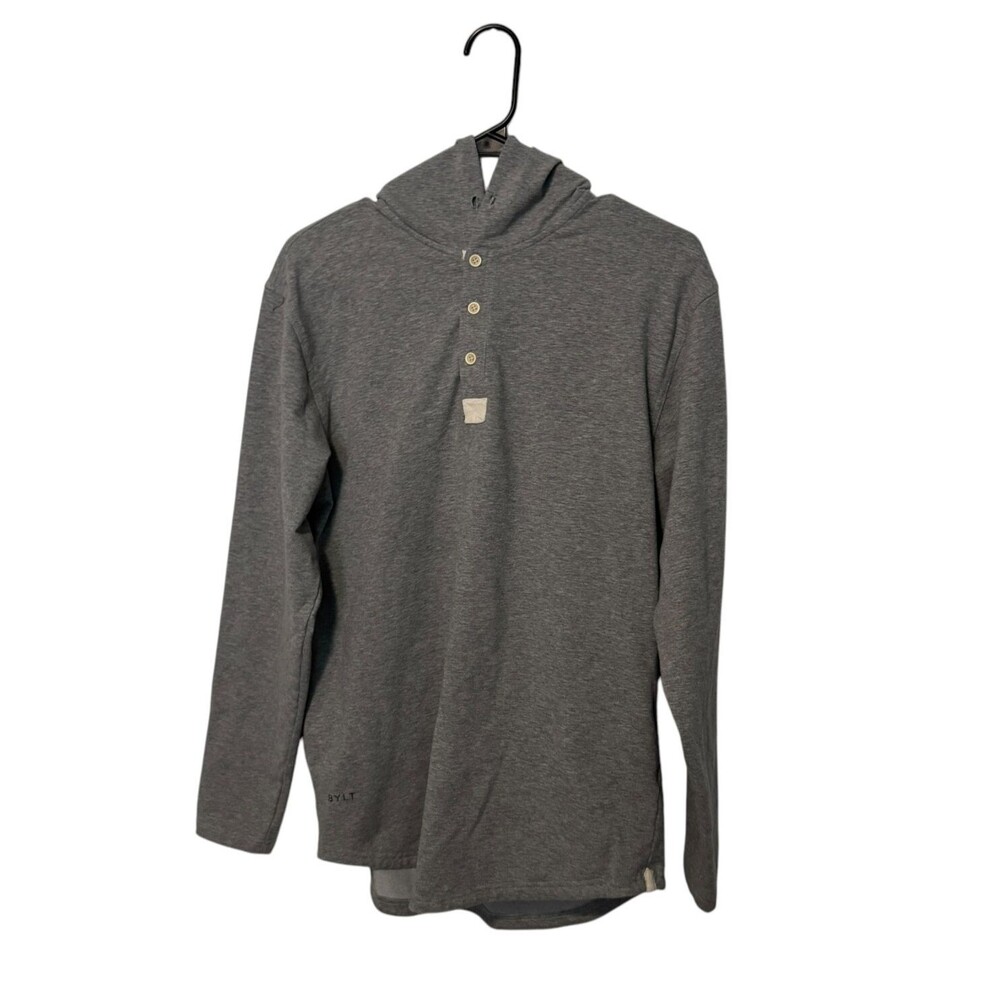 Bylt Hoodie Mens Medium Drop Cut Hooded Henley Pullover Stretch Lightweight